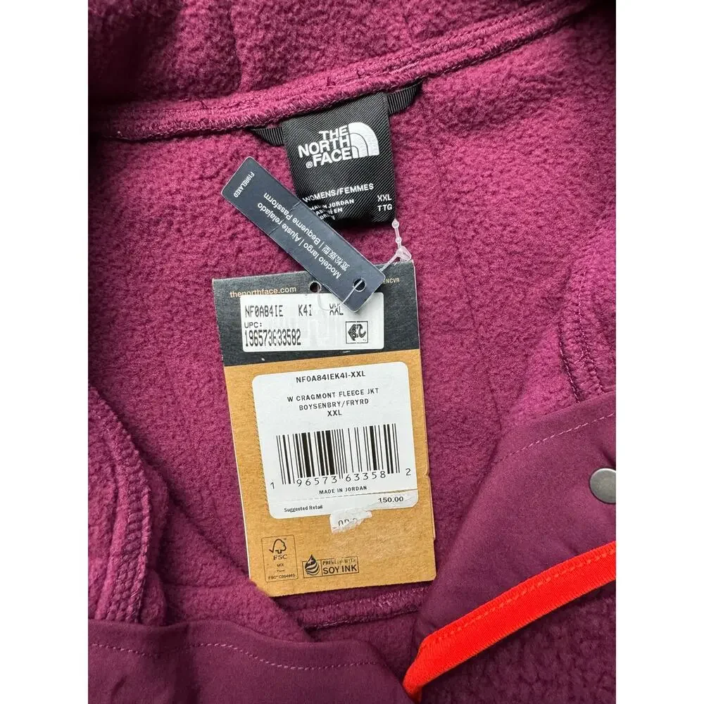 NORTHFACE cragmont fleece jacket Boysenberry-Fiery Red NWT SIZE XXL - Picture 6 of 8